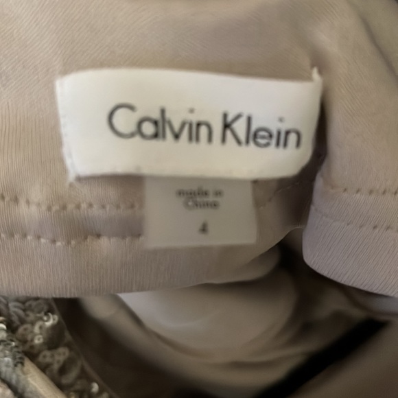 Clavin Klein size 4 Beige with silver sequin evening gown - Picture 7 of 7